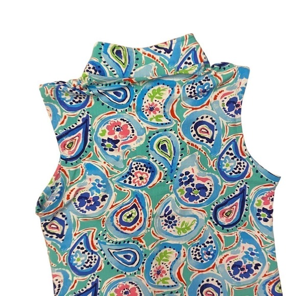 IBKUL Paisley Sarah Seafoam Blue Sleeveless Performance Dress Golf Swim Beach S - Picture 5 of 10